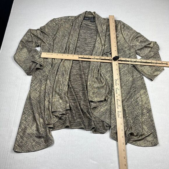 Chicos Travelers Cardigan Jacket Gold Gray Open Front Casual Stretchy 0 SMALL - Picture 5 of 10